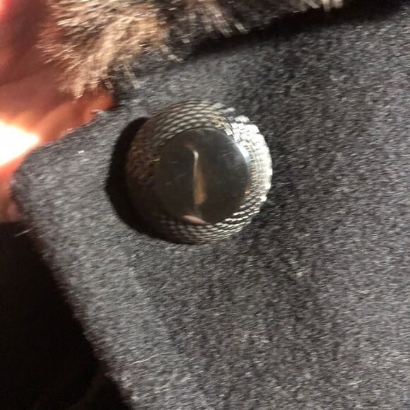 JAD Vintage black wool coat faux fur Cheetah print collar cuffs size medium - Picture 12 of 13